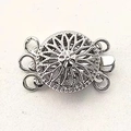 Silberner hohler Sonnenblumen-Verschluss für mehrreihige Armbänder und DIY-Schmuck - 3-Reihen Silber Weiß K (Ohne Federring)