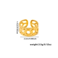 Detail view of gold Cuban link open ring with twisted edges and dimension markings - Adjustable Open / Cuban Link Style (TYGR0190)