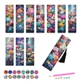 DIY diamond painting bookmark set featuring lotus flower designs with 10 acrylic strips - Lotus Pond Floral