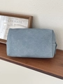 Bolsa de almacenamiento mínima en PU azul claro impermeable con textura mate y cierre - Azul