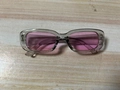 Retro rectangle sunglasses with translucent grey frame and pink tinted lenses - Transparent Grey Frame Pink Lens
