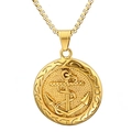Vintage gold anchor medallion pendant necklace with a classic square bead chain for men - Gold Anchor Pendant (Without Chain)