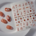 Adesivi per nail art 5D in rilievo con coniglietti rétro, fragole e fiocchi - Coniglio Rétro e Fragola (TS-264)