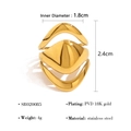 Lava style 18K gold plated stainless steel open ring with 1.8cm inner diameter - Multi-layer Stacked Design (SR020085)
