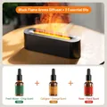 Black 3D flame diffuser set including three 10ml essential oils for home and office - DQ709 Standard / With 3x10ml Essential Oils (Cologne/Floral/Fresh) / Black