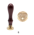 Vintage wax seal stamp with heart pattern brass head and dark wood handle style 6 - Painted Handle + Brass Head Heart 06