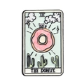 Enamel tarot card brooch with black cat and pink donut design labeled THE DONUT - Donut Style (XZ8709)
