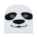 Cute panda jacquard knit beanie for winter featuring green eyes on a white background - M (56-58cm) / Panda Pattern (White)