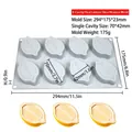 8-cavity white silicone lemon mousse cake mold with detailed dimensions and weight - 8-Cavity Half Cut Long Lemon / White