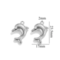 Silver stainless steel dolphin charm for DIY jewelry making, size 23.5mm by 17mm - Steel Color Dolphin-522