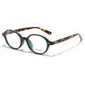 Occhiali ovali retrò con montatura nera lucida e aste classiche in tartaruga - Verde Vintage