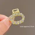 Mini 2.5cm golden alloy hair claw clip with rhinestones for elegant styling - 10# Oval Rhinestone
