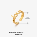 Anillo love de acero inoxidable bañado en oro de 18K con banda ajustable - Anillo Abierto Letra LOVE / Dorado