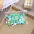 Lot d'élastiques à cheveux peluche pour enfants en vert et blanc avec pompons doux - Vert Émeraude Lot de 20