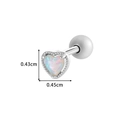 Silver stainless steel stud earring with 0.45cm heart opal and beaded border design - Heart Opal Style (921-2# Silver)