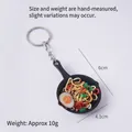 Miniature fried noodles pan keychain with egg, size 6cm x 4.1cm and 10g weight - Fried Noodles with Salted Duck Egg - Keychain