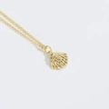 Elegant gold shell pendant necklace with crystal stones for a marine-inspired look - Gold Shell