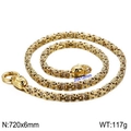 Hip hop skull necklace in gold finish with braided chain and detailed pendants - Gold Color (KN113572-Z)