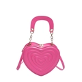 Pink heart-shaped crossbody box bag with multi-layer embossed 3D texture and gold chain - Rose Red