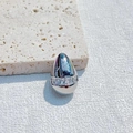 Silver teardrop-shaped pendant with rectangular cut cubic zirconia stones - Tapered Baguette Zirconia Style / Silver