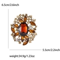 Vintage-Brosche in Gold mit braunem Kristall und Champagner-Strasssteinen, 6,5 cm - Braun
