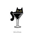Black cat in martini glass enamel pin cartoon badge accessory measures 3.5 x 2.2 cm - Goblet Cat