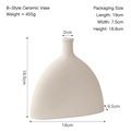 Jarrón moderno minimalista de cerámica blanco roto con acabado mate y forma triangular plana - Blanco Bizcocho - Estilo B