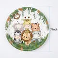 7-inch disposable paper plates with jungle animal cartoon prints for kids party decor - 7 Inch Plates