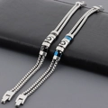 Détail du bracelet ancre en acier inoxydable à double couche avec perles étoilées - Style Étoile (Style B Étoile Noire)