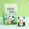 Cute panda resin figure with food bowl and decorative packaging box in green setting - Mao Cai Food / Color Box