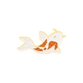 Exquisite koi fish enamel brooch pin with orange spots and gold trim on white background - Koi Fish