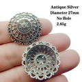27mm antique silver bead cap with hollow floral design and 2.85g weight for DIY jewelry - 9# Antique Silver