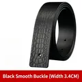 Herren Ledergürtel schwarz mit Krokodilprägung für Glattschließe Breite 3.4cm Rindsleder - 3.4cm / 105cm / Schwarz