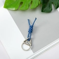 Blue braided knot keychain with triangular spring clip and round ring for bags - Blue + Round Buckle + Triangle Spring Ring