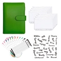 Light green A6 PU leather budget binder set with zipper pockets and finance stickers - A6 / Grass Green