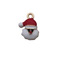Cartoon Santa Claus enamel charm in red and white with gold trim for DIY jewelry - Red White Santa Head 12*18mm