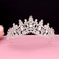 Macro detail of silver baroque bridal crown featuring pear-shaped rhinestones - No.16 Silver (White Stone)