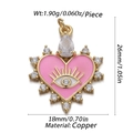 Pendente a cuore in smalto rosa con motivo malocchio dorato e intarsio in zirconi - CX142-8F Cuore Malocchio Rosa