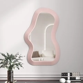 Pink cloud irregular wave vanity mirror in a stylish wall-mounted aesthetic design - Pink Curve