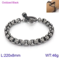 Pulsera de doble cadena industrial para hombre en negro oxidado con cierre de barra en T - Estilo de Cierre de Palanca de Pesas con Tuerca Industrial (KB124346-KFC) / Negro Oxidado