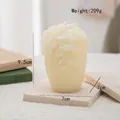 Relief flower pillar scented candle in cream white, 209g weight and 9.5cm height - Many Flowers Cylinder(84) / Cream White
