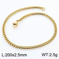 Bracciale a catena cubana dorata in acciaio inox lungo 200mm e largo 2,5mm con chiusura - 2,5 mm Oro