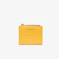 Slim yellow women's bifold wallet with crocodile pattern and Forever Wanyi logo - Yellow
