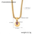 18k gold plated titanium steel necklace featuring a purple zircon pendant for women - Gold February Purple Zirconia (P1841)