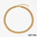 Three-row brick pattern link necklace in polished gold stainless steel finish - Necklace KD1700 / Gold
