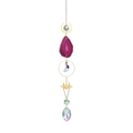 Golden moon and magenta agate crystal suncatcher hanging ornament for garden - Pink Agate
