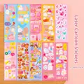 Set of 10 holographic laser cartoon stickers featuring cute animals and desserts - Laser Cartoon Stickers (10 Sheets/Pack)