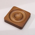 Square brown solid wood tray with circular grooves for bracelet and jewelry display - Square Pine Brown Lacquer