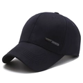 Klassieke donkerblauwe heren baseballpet met sport metalen logo en een gebogen klep - Verstelbaar / Marineblauw