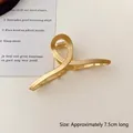 Minimalist matte gold metal shark hair claw clip in elegant cross twisted design, 7.5cm - Matte Gold Small Cross Claw / Length approx 7.5cm